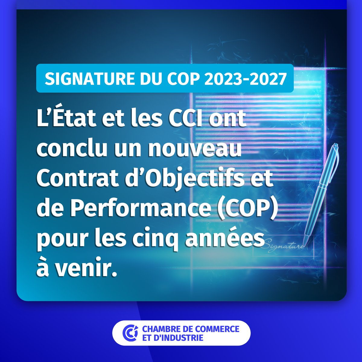 🔵 Le Contrat d’Objectifs et de Performance conclu pour la période 2023-2027 entre le <a href="/gouvernementFR/">Gouvernement</a> et le réseau #CCI, a été signé le 12 avril dernier lors de l'AG de <a href="/ccifrance/">CCI France 🇫🇷🇪🇺</a> . En savoir + 👉 cci.fr/actualites/sig…
#France <a href="/Economie_Gouv/">Ministère de l'Économie et des Finances</a> <a href="/oliviagregoire/">Olivia Gregoire</a>