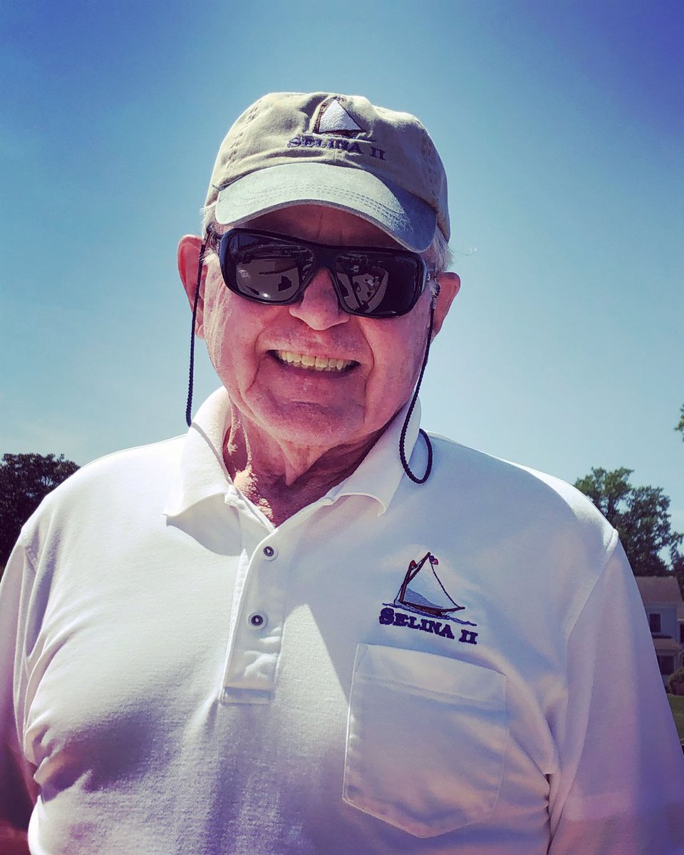 SailStMichaels's tweet photo. First Mate of 15 years Gazebo Jon models our baseball cap &amp; polo in white.  Dashing dont you think?   #swag #poloshirt #ballcap #sailselina #stmichaels https://t.co/vx4DP2YDHO