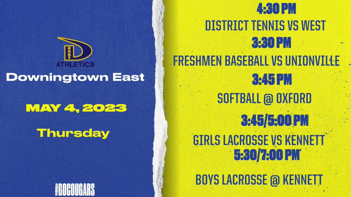 THURS. 5/4 SCHEDULE