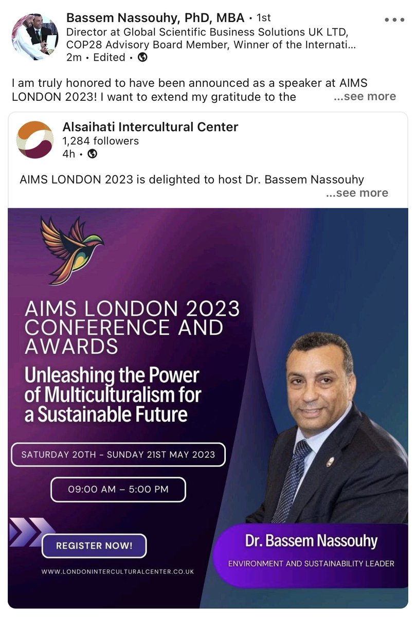 bassemnassouhy's tweet photo. I am truly honored to have been announced as a speaker at AIMS LONDON 2023! I want to extend my gratitude to the conference management https://t.co/2RqZXnjrly
