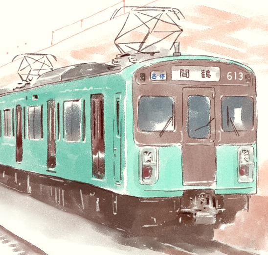 「…みどり?ですかね?  #みどりの日なので緑色の電車を貼る」|らつたのイラスト