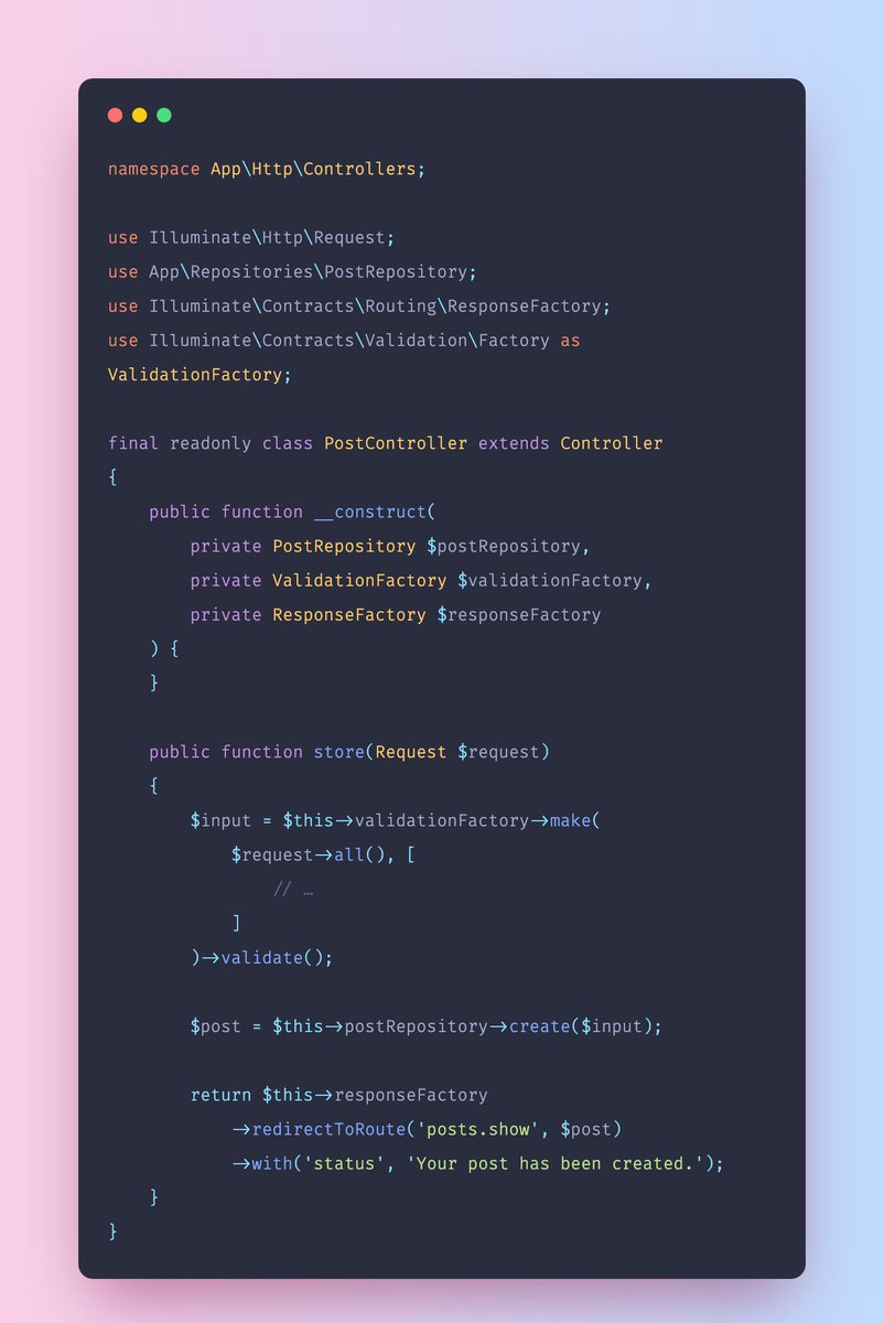 benjamincrozat's tweet photo. Good tests make the implementation irrelevant.

Here's a simplified example for Laravel:

- Screenshot #1 is the test.

- #2 is a state-of-the-art implementation.

- #3 is a weird one that doesn't help anybody.

As you can see, the test stays the same between #2 and #3. 👌 https://t.co/3cZmjc23KZ