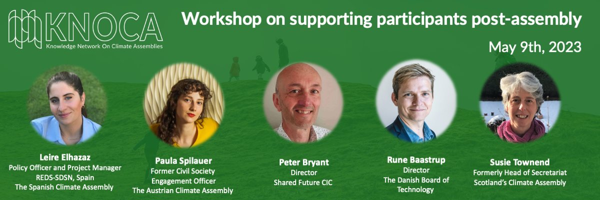 What is and should be the role of participants post-assembly?

Join us for an exploratory workshop on Tuesday May 9 15:00 - 17:30 CET

Sign up here: knoca.eu/event/supporti…

#ClimateAssembly #DeliberativeDemocracy #delibwave 
@sharedfuturecic @DBT_Foundation @reds_sdsn