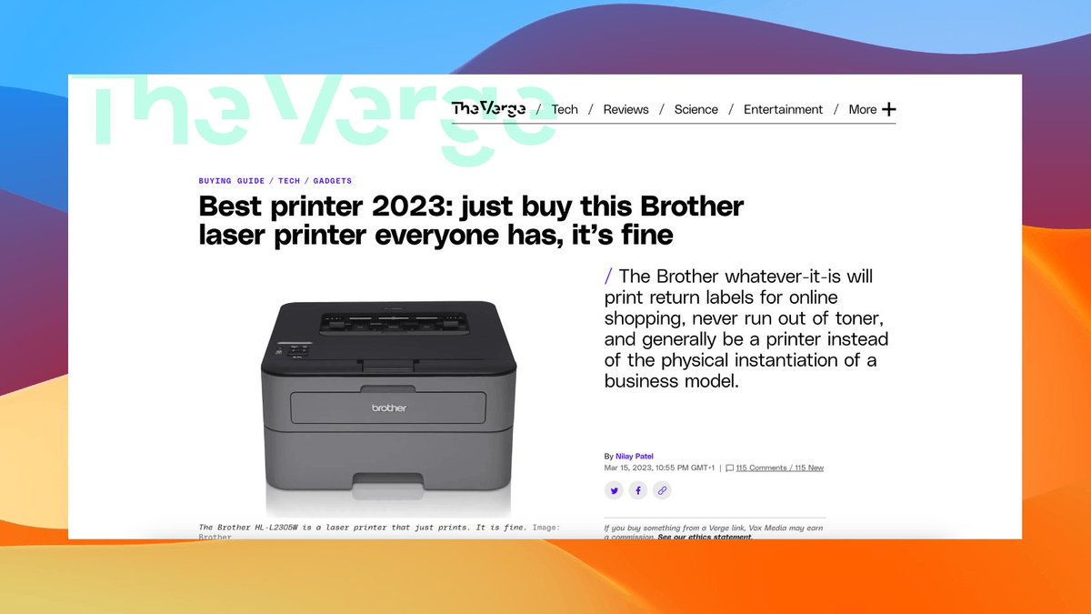 Best printer 2023: just buy this Brother laser printer everyone has, it's  fine - The Verge