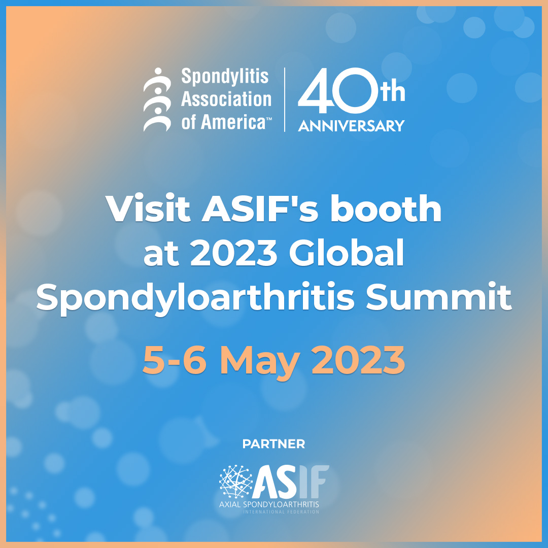 ASIntFed's tweet photo. If you are at the 2023 Global Spondyloarthritis Summit come and say hello at our ASIF booth.

We are there today and tomorrow and cannot wait to see you!

#WorldASDay2023 #spondysummit @spondylitis