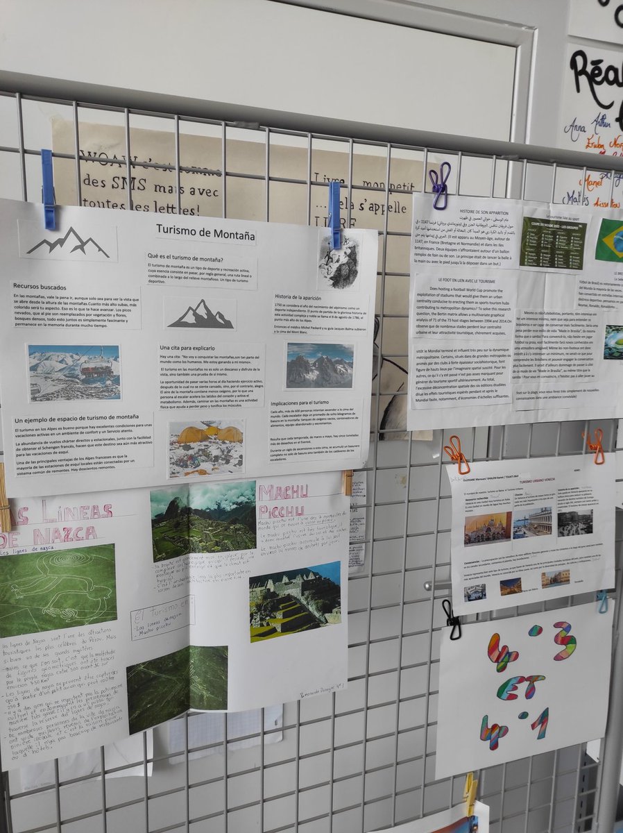 DamienEcu's tweet photo. Exposition sur les différentes formes de tourisme réalisée par les 4e (Le tourisme et ses espaces). Travail réalisé dans une langue étrangère dans le cadre de la semaine des langues au @clgannefrank https://t.co/HD0i1BkzGN