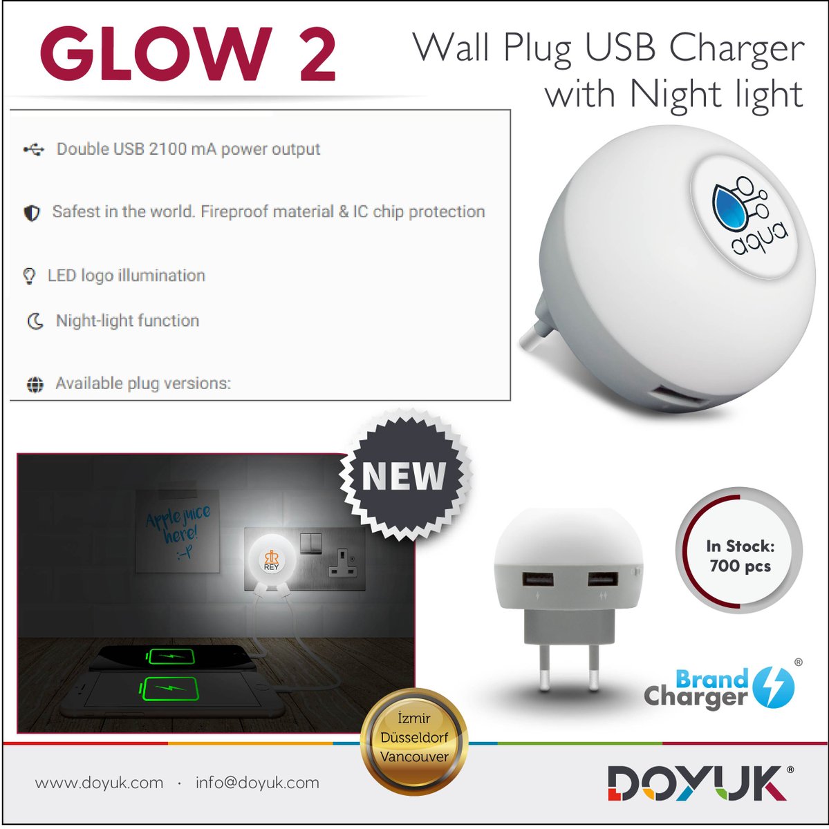 GLOW 2
Wall Plug USB Charger with Night light
#Brandcharger #travel #USB #powerbank #promotionalproducts #promotionalgifts #corporategiftitems #corporategiveaways #brandedcorporategifts #corporatepromotionalproducts #wallplug #Canada #Vancouver
doyuk.com/travel-accesso…