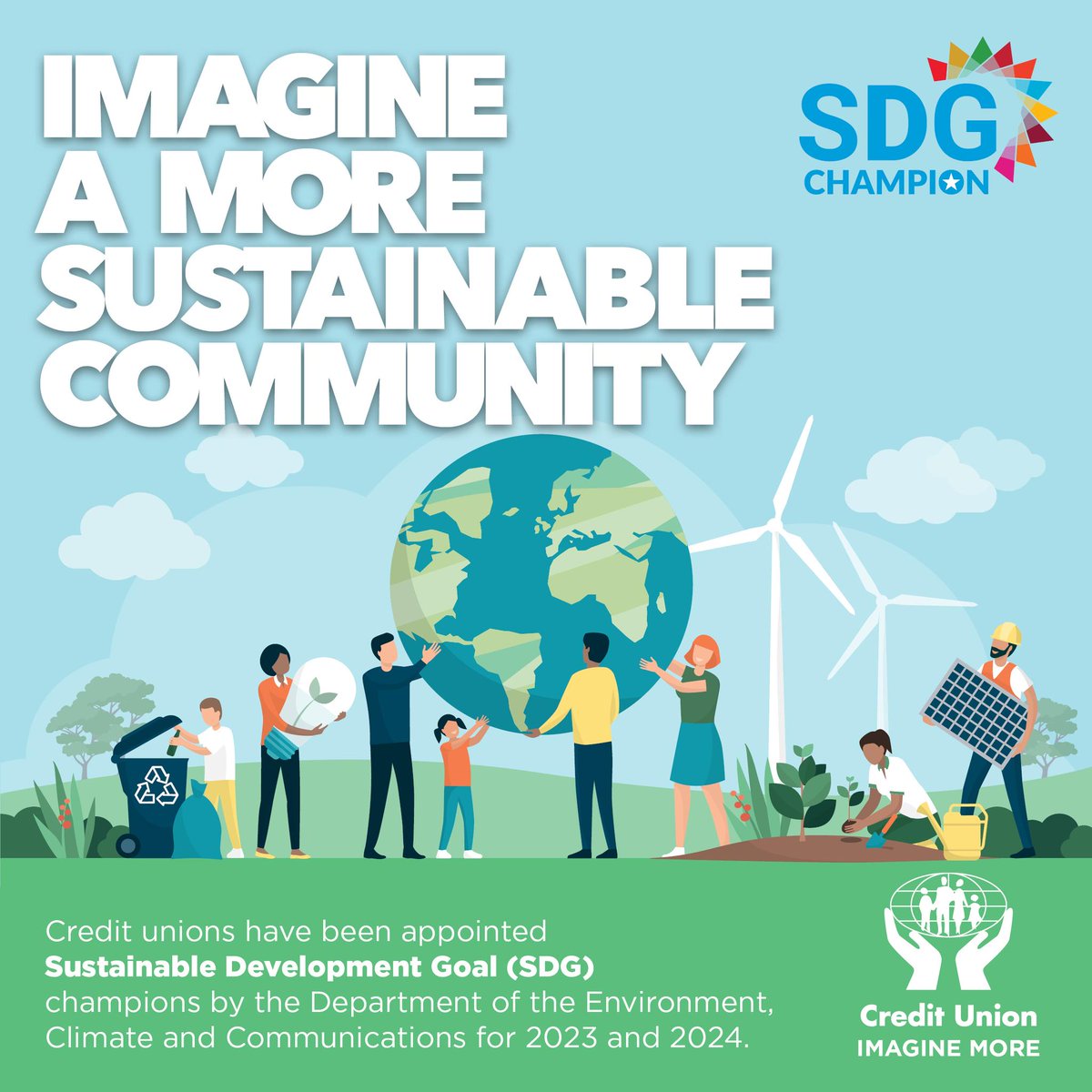 Exciting news! Credit unions in Ireland have been appointed Sustainable Development Goal Champions by the @Dept_ECC, for 2023-2024. We're proud to be part of the movement towards a sustainable future!
#BantryCU #SDGsIRL #Sustainability #CreditUnions