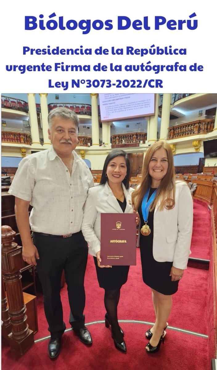 BioFatimaHL's tweet photo. 🛑 Los @Cbiologosperu exhortamos al Poder Ejecutivo, la firma de la #Autografa de Ley N°3073/2022-CR, que modifica la Ley de Trabajo del Biólogo. Por un Perú saludable y sostenible.  
@DinaBoluarteZ @presidenciaperu @AlbertoOtarolaP @pcmperu @MTPE_Peru
#LEY3073SIVA
#SOYBIÓLOGO https://t.co/ZGqUOglWsg