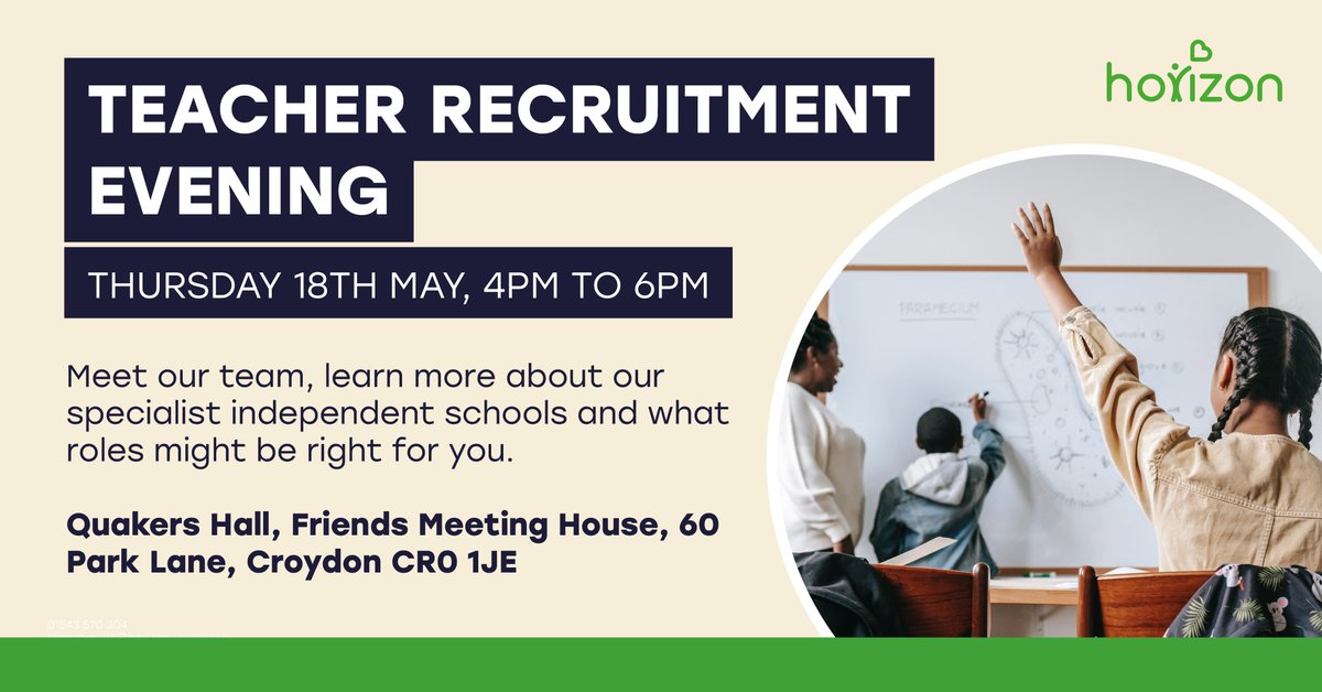 📢Calling all Teachers, Teaching Assistants, Curriculum Leads and SENCOs in and around south London! Join us on Thursday 18 May, 4pm-6pm, to meet representatives from our south London schools.

Free to attend. No need to register. 
Refreshments available.

#recruitment #teacher