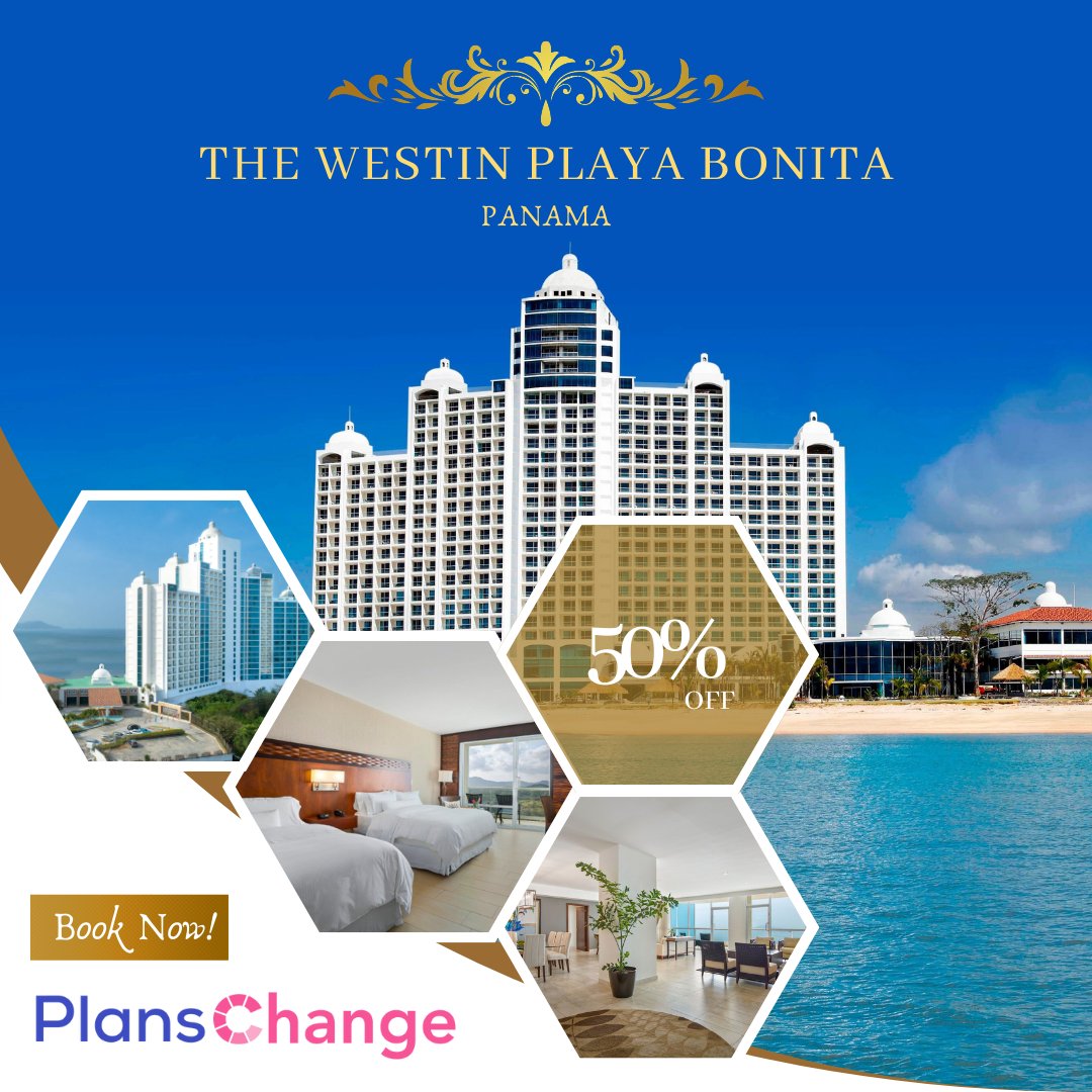 PlansChange_com's tweet photo. Book a luxury stay at The Westin Playa Bonita #Panama in #PanamaCity with PlansChange &amp; get 50% off the original room price! Various dates available 9th-16th May on deluxe ocean view rooms, including all meals, drinks &amp; lounge use.
https://t.co/2IjB6FGzyx

#CentralAmerica https://t.co/GjJk2VIsmr