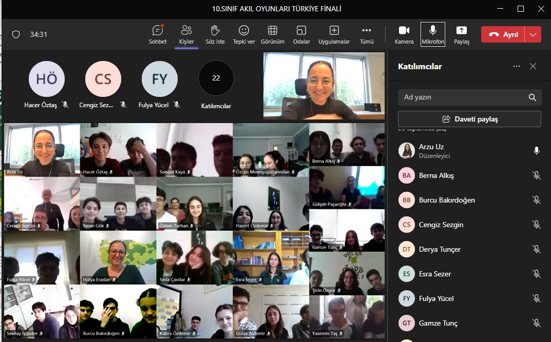 10.Sınıf Akıl Oyunları Finali tamamlandı
1.liği Sakarya🥇
2.liği Isparta&amp;Çanakkale🥈
3.lüğü Çayyolu&amp;Özlüce🥉
Kampüslermizin aldığı yarışmamızdaki öğrencilerimizi tebrik eder,öğretmenlerimize teşekkürlerimi iletirim 🙏🏻 #doğamızdamatematikvar❤️