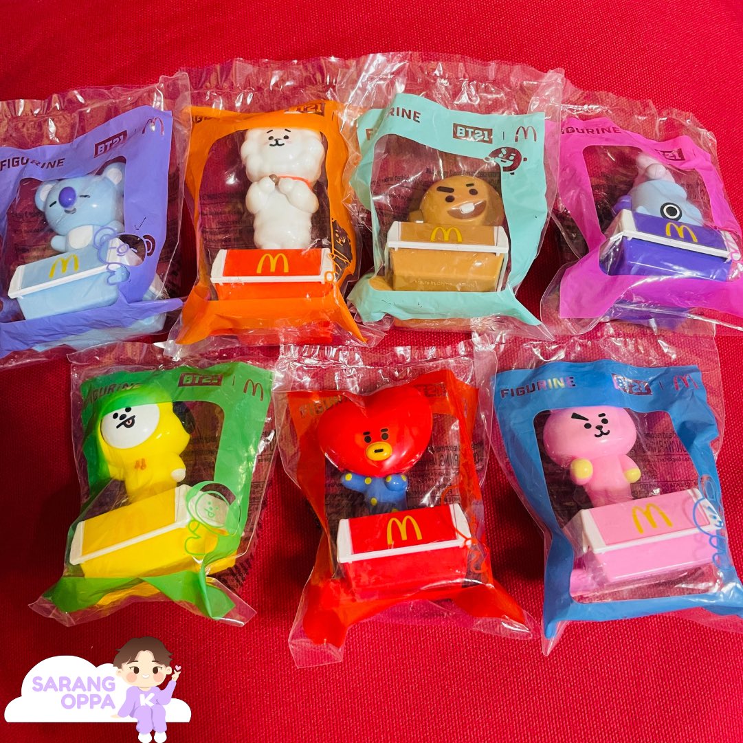 sarangoppa_ph's tweet photo. brand new sealed mcdo bt21 up for sale, no need to buy the meal! 💜

👉🏻 345 php per piece
👉🏻 325 php each for 7 pieces up
👉🏻 limited stocks left!
👉🏻 shopee link: https://t.co/1K6AwMfMkA https://t.co/R1kERDwQ5A