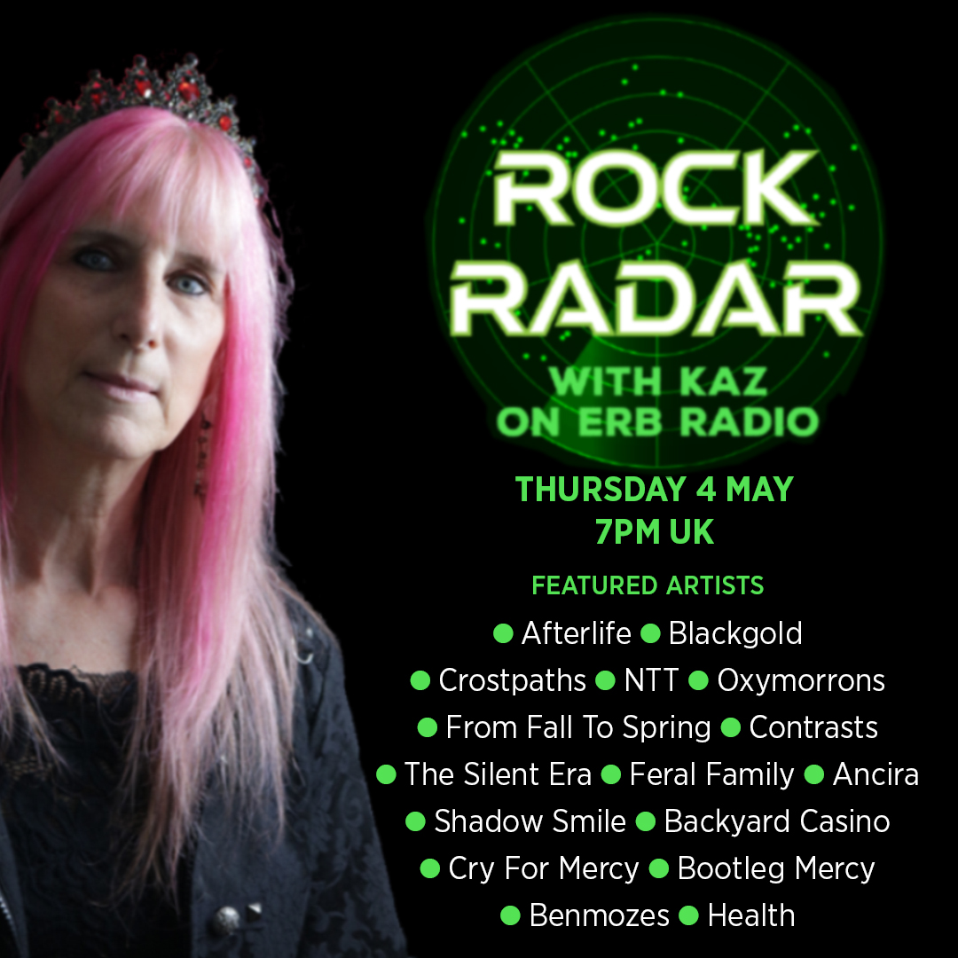 Tonight from 7pm on @EmergingRock Bands Radio, discover the awesome array of artists that've landed on Kaz's #RockRadar - they include @Afterlifefl @BLACKGOLDhg @crostpaths @AlwaysNTT @OXYMORRONS @ffts_ger @contrastsuk @SilentEraBand @FERALFAMILYUK @anciraband @shadowsmile666...