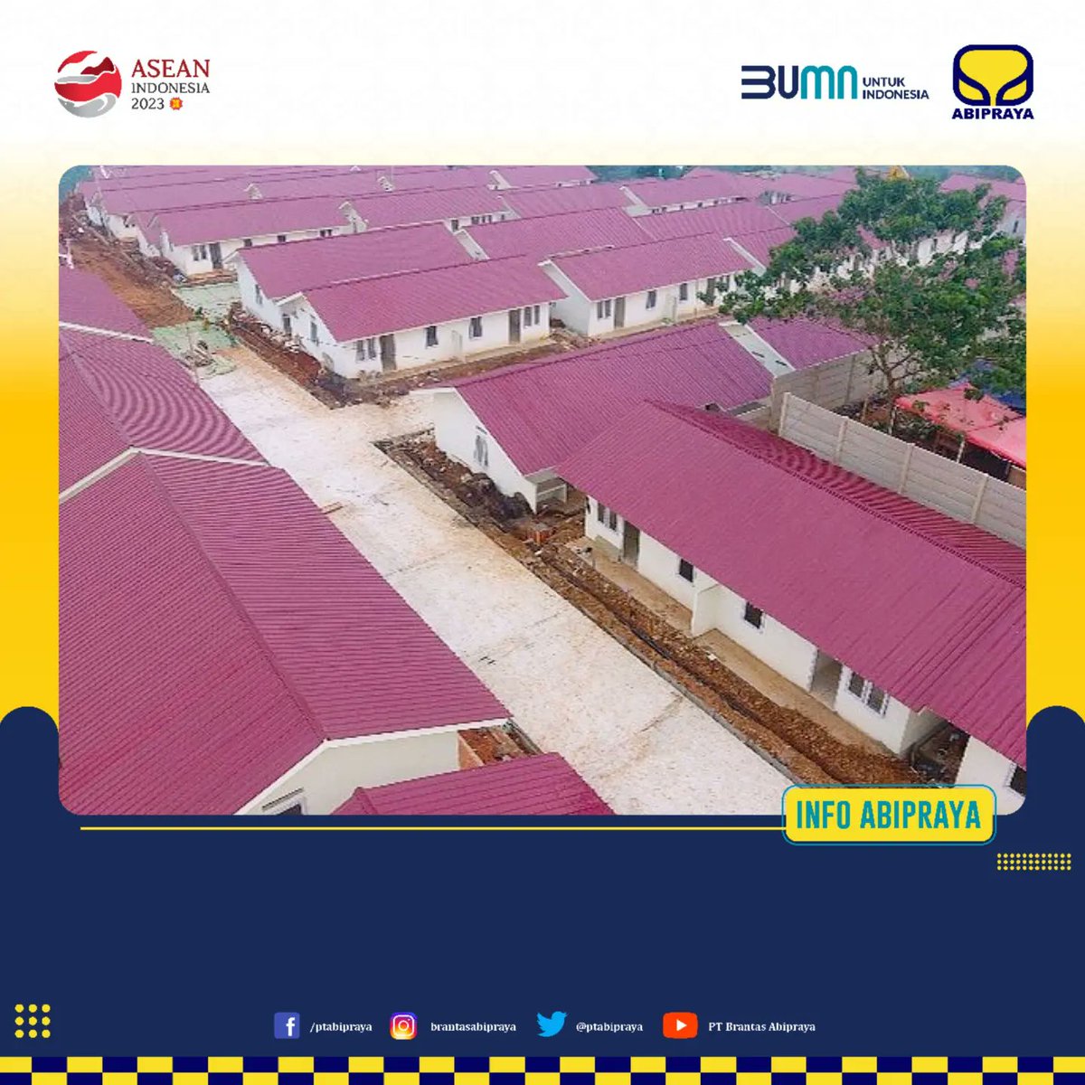 ptabipraya's tweet photo. Abipraya telah menyelesaikan pembangunan Hunian Tetap Tahap I yang berada di Kecamatan Cilaku sebanyak 200 unit, sementara Huntap Tahap II yang berada di Kecamatan Mande sebanyak 151 unit.
#BrantasAbipraya
#BUMNUntukIndonesia
#SmartGrowingFaster
#spiritforgivingthebest https://t.co/nAgt3RhiV6