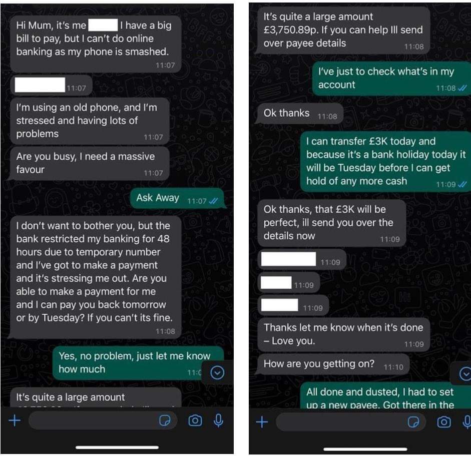 Watch out – the WhatsApp scams strike again❗️❗️
An Islander in her 80s has lost over £3,000 with the predator pretending to be her daughter in need.
Please alert those around you including friends, family members and elderly neighbours.