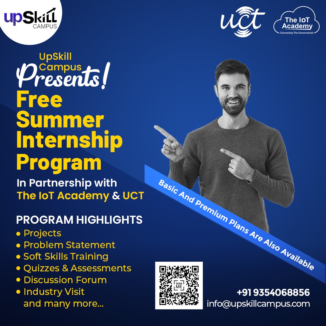 𝙀𝙭𝙘𝙞𝙩𝙞𝙣𝙜 𝙣𝙚𝙬𝙨! 𝘂𝗽𝗦𝗸𝗶𝗹𝗹𝗖𝗮𝗺𝗽𝘂𝘀
  𝙞𝙨 𝙤𝙛𝙛𝙚𝙧𝙞𝙣𝙜 𝙁𝙍𝙀𝙀 𝙎𝙪𝙢𝙢𝙚𝙧 𝙄𝙣𝙩𝙚𝙧𝙣𝙨𝙝𝙞𝙥 𝙋𝙧𝙤𝙜𝙧𝙖𝙢!
In Partnership with 
@uct_tech
 @academyforiot
𝗦𝗶𝗴𝗻 𝗨𝗽 𝗡𝗼𝘄!
-bit.ly/3NppIgC
#TheIoTAcademy #UCT  #upSkillCampus #internship