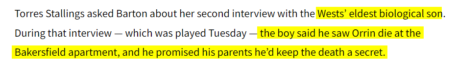 ChasingPaper89's tweet photo. #TrezellWest and #JacquelineWest's oldest child testified that he saw #OrrinWest die in Bakersfield Apt, and promised his parents he'd keep it a secret. https://t.co/tT7FNzkSNF