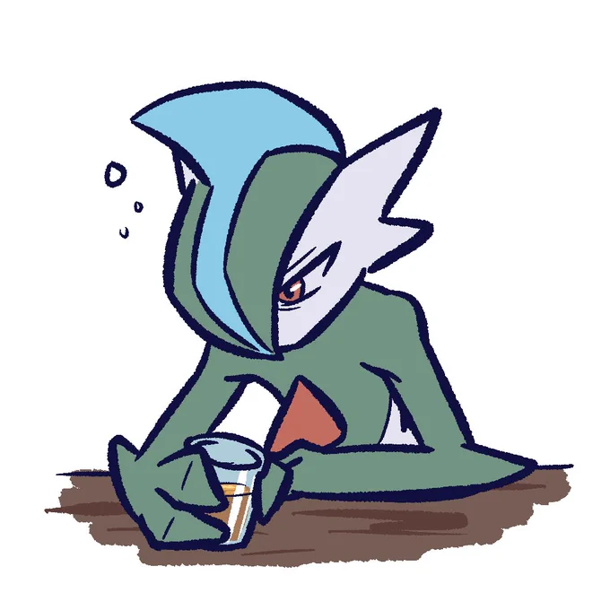 still cant think of anything so I drew a Gallade getting drunk lol