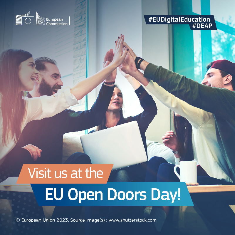 EUDigitalEdu's tweet photo. You are in Brussels? 📍
Join us at the Skills Village on 6 May in the Berlaymont, main HQ of the @EU_Commission, to learn about the #DEAP & digital education in the EU!🇪🇺
Test your knowledge on disinformation & learn about your digital footprint & digital skills!🧑💻
#EUOpenDays