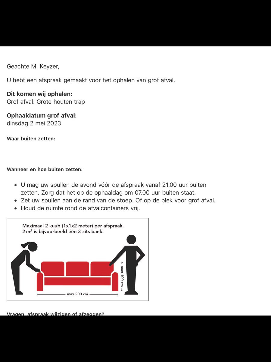 MonicaKeyzer's tweet photo. 🪜Aangemeld grofvuil 2 mei
🚛Grofafvalauto reed voorbij.
☎️14020 zeiden misschien komt er later nog een wagen, onzin natuurlijk. ‘s avonds lag de trap er nog. ‘s ochtends wel meegenomen door ‘n morgenster. 

#trap #GrofVuil #GrofAfval #GemeenteAmsterdam #opgehaald @webcare020 https://t.co/grNgExrvuB