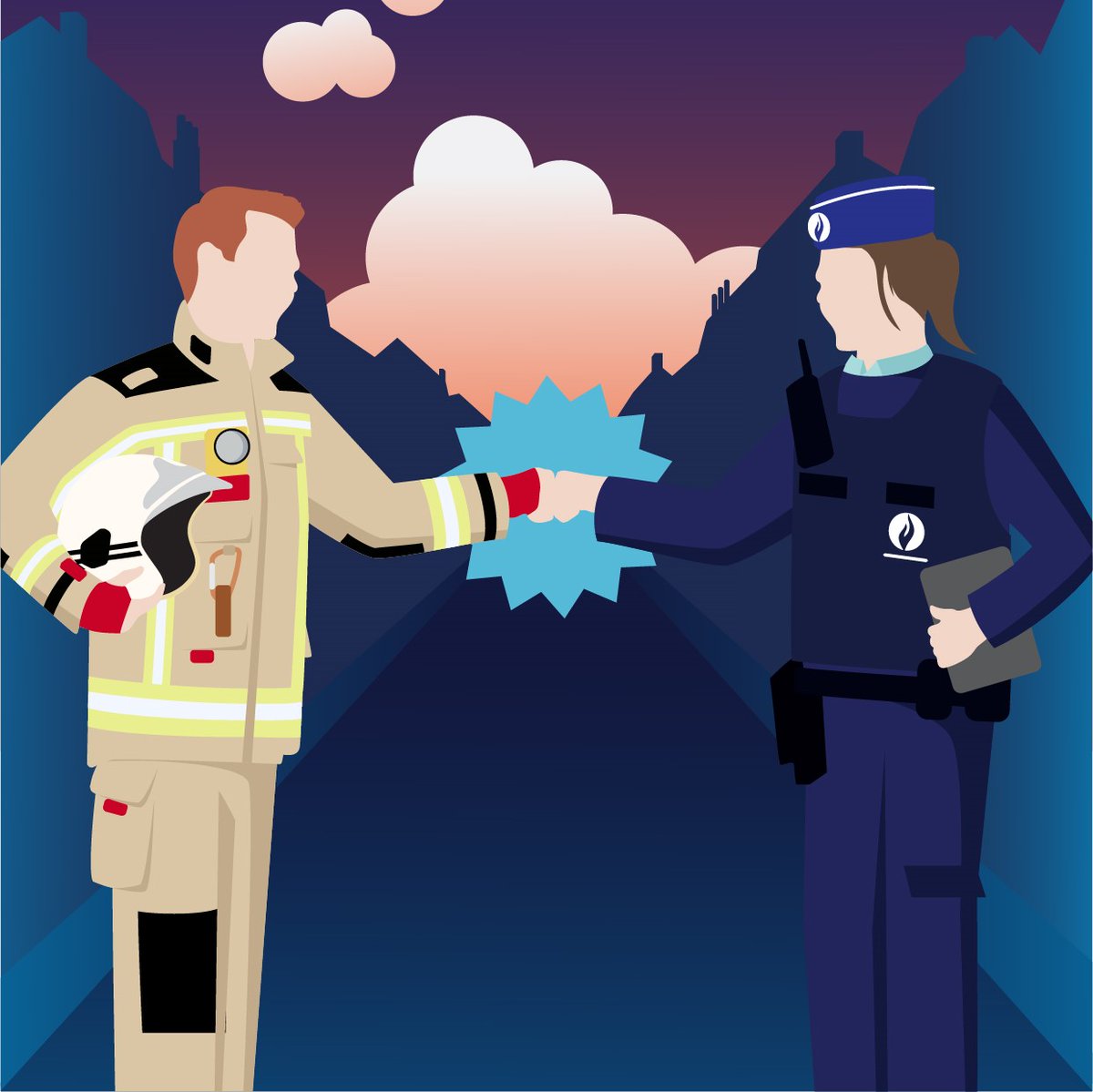 federalepolitie's tweet image. Op deze Internationale Dag van de Brandweer geven we onze gewaardeerde partners in tal van noodsituaties een vuistje #wederzijdsrespect #federalepolitie #brandweer #firefightersday