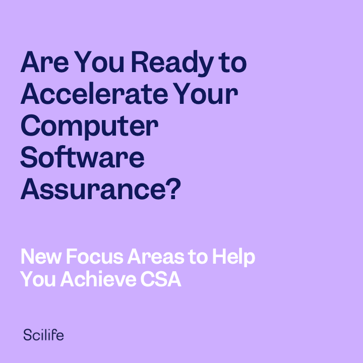 ScilifePlatform's tweet image. Are you ready to accelerate your #ComputerSoftwareAssurance (#CSA)? Check out our #Scilife guidelines so that you can keep up with the pace of business!
#QMS #SDLC #GxP #RiskManagement