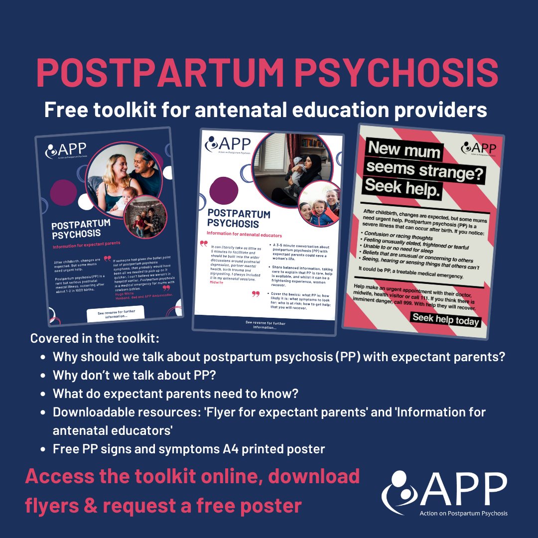 ActionOnPP's tweet photo. It's day 4 of Maternal Mental Health Awareness Week &amp; the theme is 'Healthcare professionals hub to support healing'.

We have many FREE resources: guides, information leaflets, posters, toolkits &amp; videos about #PostpartumPsychosis: https://t.co/2urPDGxQGV

📩 app@app-network.org https://t.co/99tZ9XLpWM