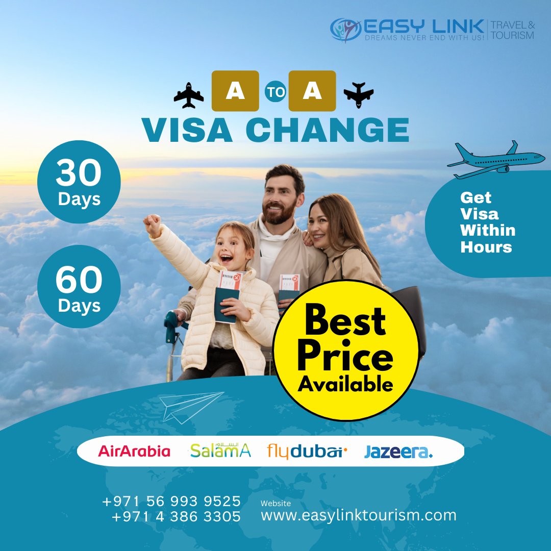 easylinktourism's tweet image. Unlock your travel dreams with our flexible 30-day and 60-day visa change options.

Looking for a longer stay? Our 60-day visa change option has got you covered👉

#VisaChange #NewVisaApplication #VisaUpdate #Immigration #TravelDocument #GlobalCitizen #NewBeginnings