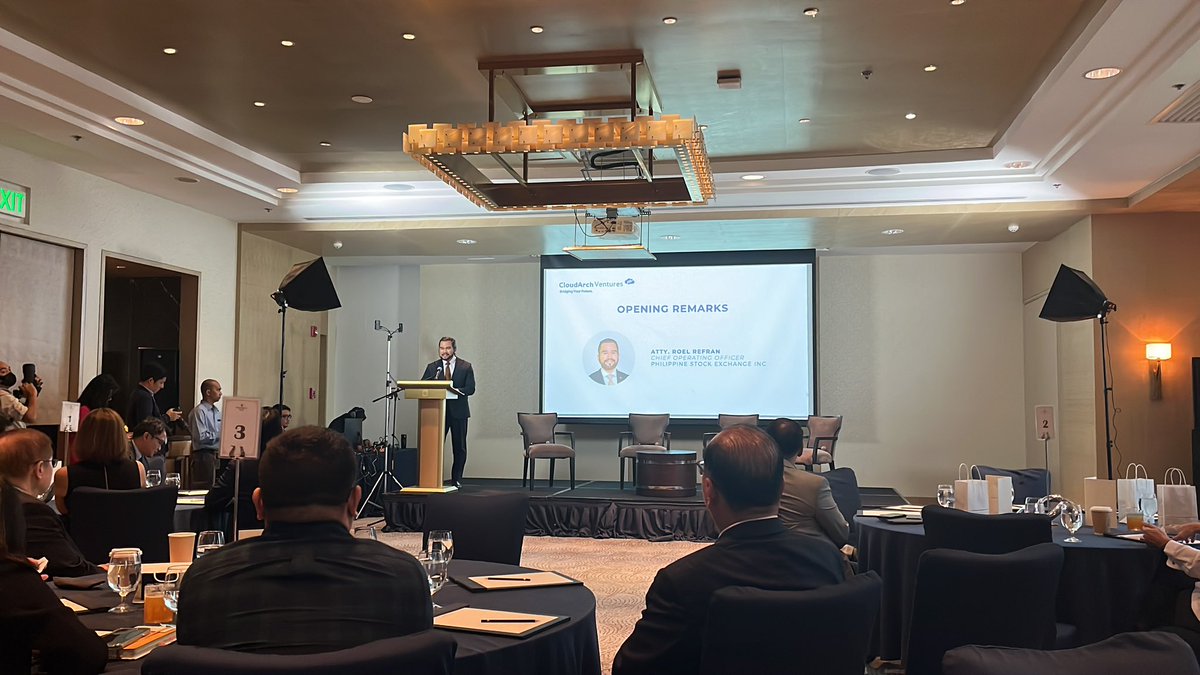 CloudarchGroup's tweet photo. We are glad to welcome the Chief Operating Officer of the Philippine Stock Exchange, Atty. Roel Refran, for today’s opening remarks. https://t.co/31H6dVGHLG