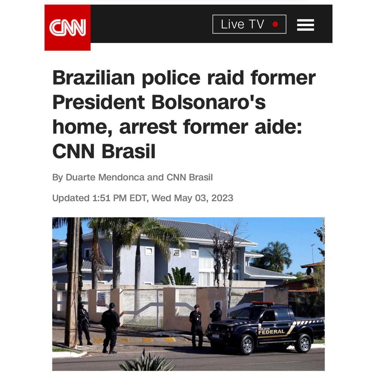 ForabolsonaroL's tweet photo. 03/05/23

#bolsonarovergonhamundial #bolsonaronacadeia 
#grandedia 
#cartaodevacina #coronelcid #maurocid #semanistia 
#anistianão 
#policiafederal 
#bolsonaro #bolsonarocorrupto #fechadocombolsonaro #fechadoscombolsonaro https://t.co/azyD9LBobR