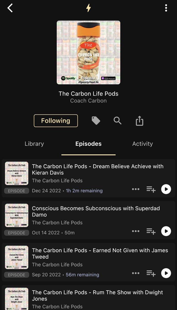 JosiasCarbon's tweet image. 6/ Listen to The Carbon Life Pods via @fountain_app. 🎙🎧💎🧡
Earn whilst you #SpiceUpYourLife🌶 and maybe even send a #BOOST⚡️ my way… 

fountain.fm/show/t1QP5bLWV…

#TCLP #Value4Value