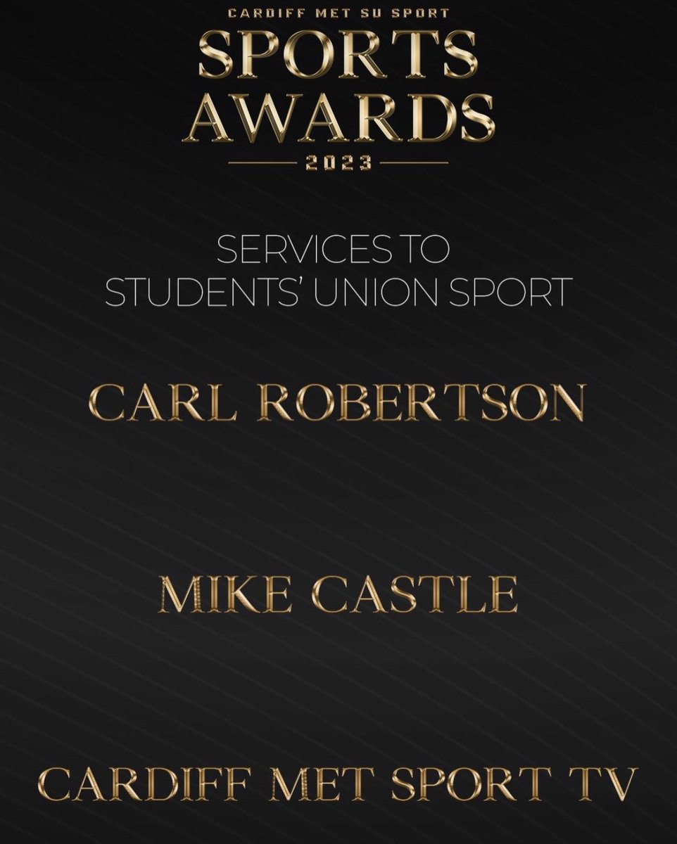 Honoured to be nominated in a category with a stellar team in @CMetSportTV and a brilliant bloke in @ciacIMAGES 💪🏻

Llongyfarchiadau @CMetSportTV! Here’s to another successful year 🥂

@CMetSUSport @cardiffmet #SportsAwards