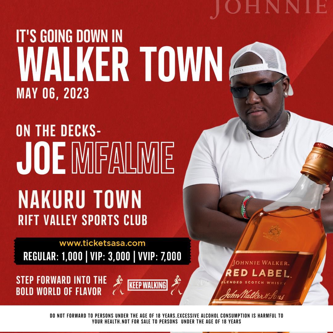 DjJoeMfalme's tweet photo. Vibes by Mr. Sherehe in Nakuru this Saturday @johnniewalkerke #WalkerTownNakuru • It’s a #JoeMfalmeLive Experience • Connecting people through music •
#AD
#WalkerTownNakuru
#KeepWalking
#FomoEventsKe
#ydxexperiences
#ticketsasaevents
#eventske
#PaidPartnershipwithEABL https://t.co/c31ZEC7DyC