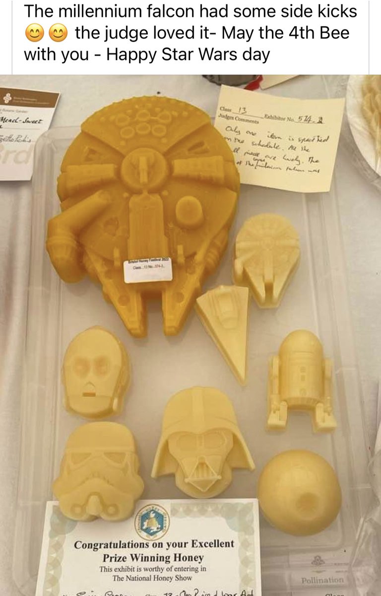 Happy #StarWars day - what else ? Beeswax figures 
May the 4th Bee with you <a href="/britishbee/">BBKA</a> <a href="/apimondia/">Apimondia</a> <a href="/BBCRadioLincs/">BBC Lincolnshire</a> <a href="/BBKS_2023/">The British Beekeeping Show (Formerly BeetradeX)</a> <a href="/B_J_Sherriff/">BJ Sherriff Beesuits</a> <a href="/nathoneyshow/">National Honey Show</a>