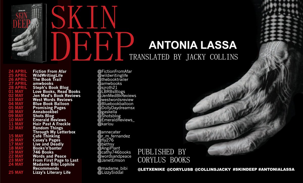Today - joining the @CorylusB #blogtour for intriguing #crime #SkinDeep by #AntoniaLassa (translated by @CollinsJacky) My #review bluebookballoon.blogspot.com/2023/05/blogto… @letxenike