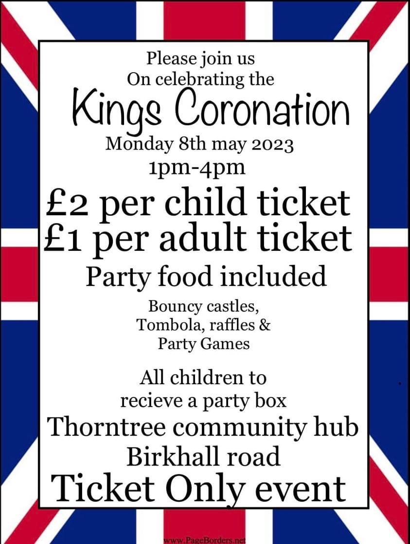 BramblesTVEd's tweet photo. Thorntree Library are hosting the attached event over the Coronation weekend. See the flyer for more details. https://t.co/4U5DZHY9r0