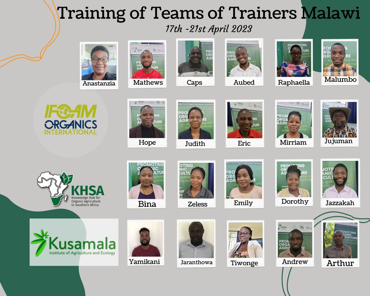 Kusamala's tweet photo. Meet the ToToT Malawi Team
IFOAM -Organics International Knowledge Hub For Organic Agriculture in Southern Africa.
@ifoamorganics
#KHSA #Organics #OrganicAgriculture #Kusamala https://t.co/IxvJYQKbD9