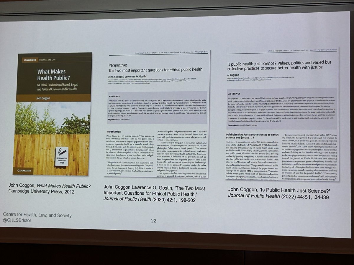 John Coggon, at the workshop on ethics at #WCPH2023 has written a number of papers and books.

For those who suffer from insomnia and need a long read, you should read the book. For those who are not as he describes masochistic should check out the papers.