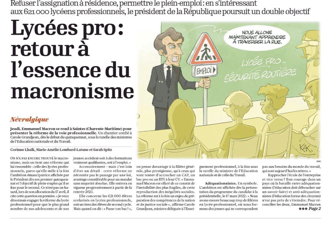 Aujourd’hui Emmanuel Macron présente le projet de loi de la réforme des lycées professionnels. Aujourd’hui c’est plus de 621 000 lycéens qui ont choisi la voie professionnelle. 
#Reforme #lycéepro