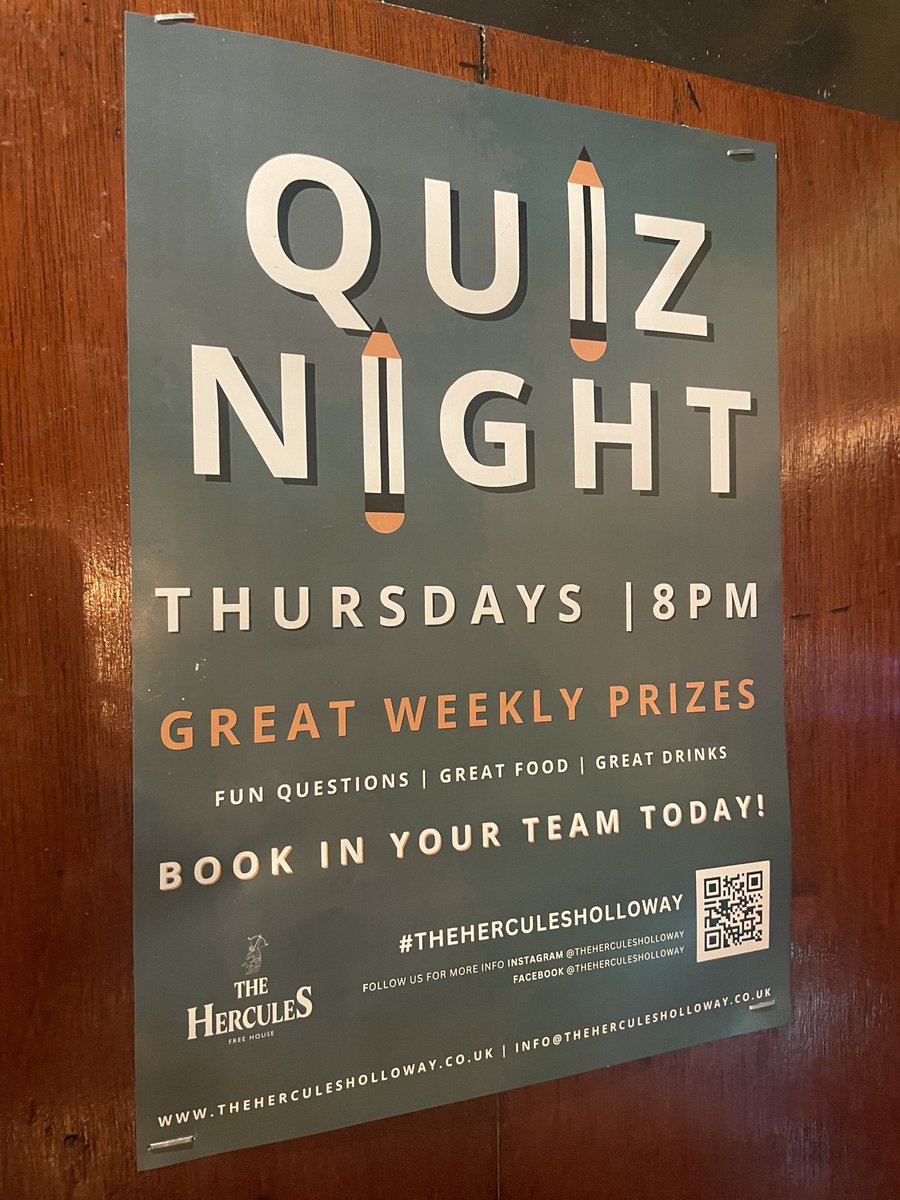 MzJojoB's tweet photo. Hey! I'll be hosting another @CompleatQuiz tonight at The Hercules, Holloway at 8pm. See u later! 😁 https://t.co/usrOXTyf0y