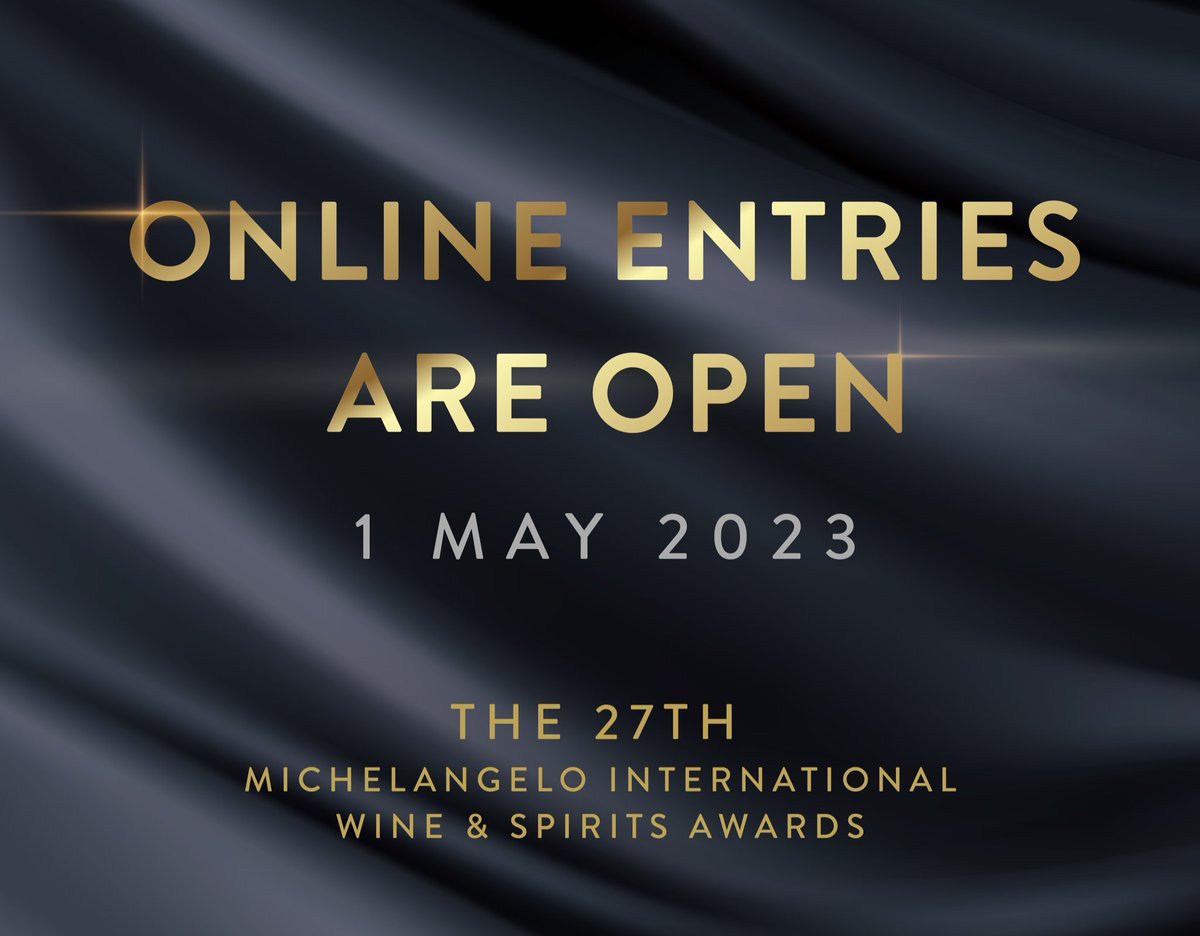 The 27th annual Michelangelo International Wine &amp; Spirits Awards' entries have opened.

All entries are to be submitted online on our website between 1 May 2023 and 30 June 2023. Link in bio.

R1,295.00 ex VAT per entry submitted.

#michelangeloawads #celebratingexcellence