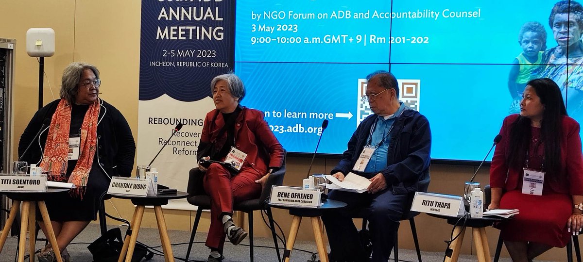 forum_adb's tweet photo. Forum members &amp; allies gathered at the 56th #ADBAnnualMeeting to hold a panel session on 'Approaching the Last Mile Efforts for a Strong Safeguards Policy'. 
 
Holding the @ADB_HQ accountable for its forthcoming Safeguard Policy Statement review. 
#adbincheon #strongersafeguards https://t.co/gcvrlr1JTR