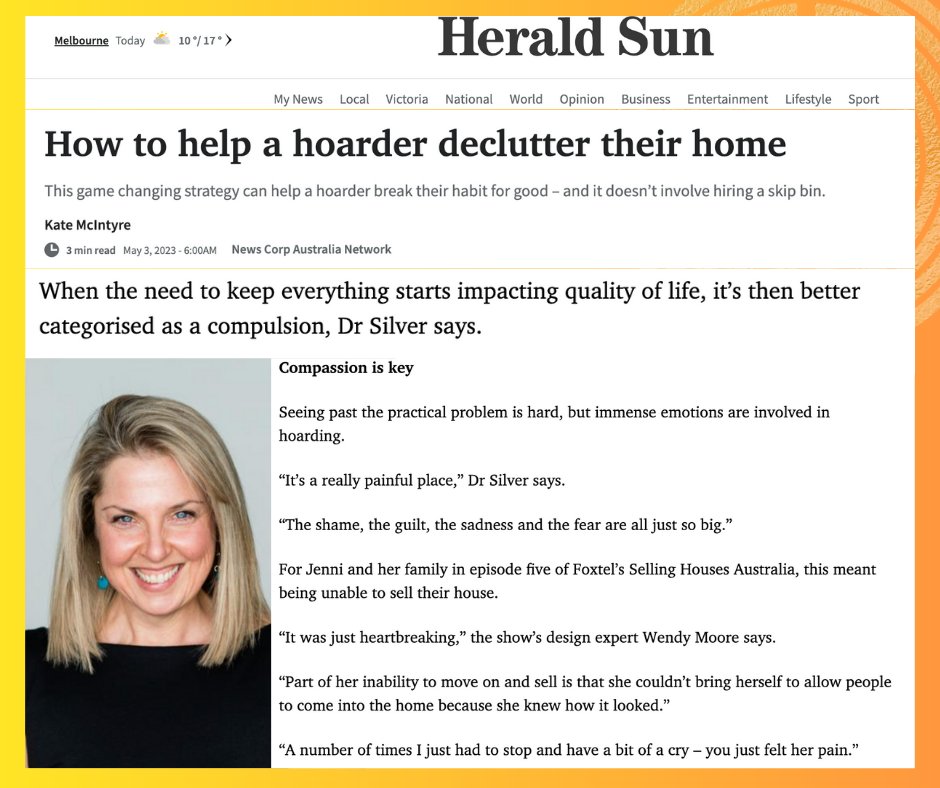 DrAmySilver's tweet photo. Would love to hear your thoughts on this...

Click the link to read the full article… 
‌
https://t.co/DRjqaBDwxm...
‌
#hoarding #newscorp #heraldsun #foxtel #lettinggo #fear #coping #selfdestruct #behaviourchange #courage #fearmanagement https://t.co/jh8sJt89gl