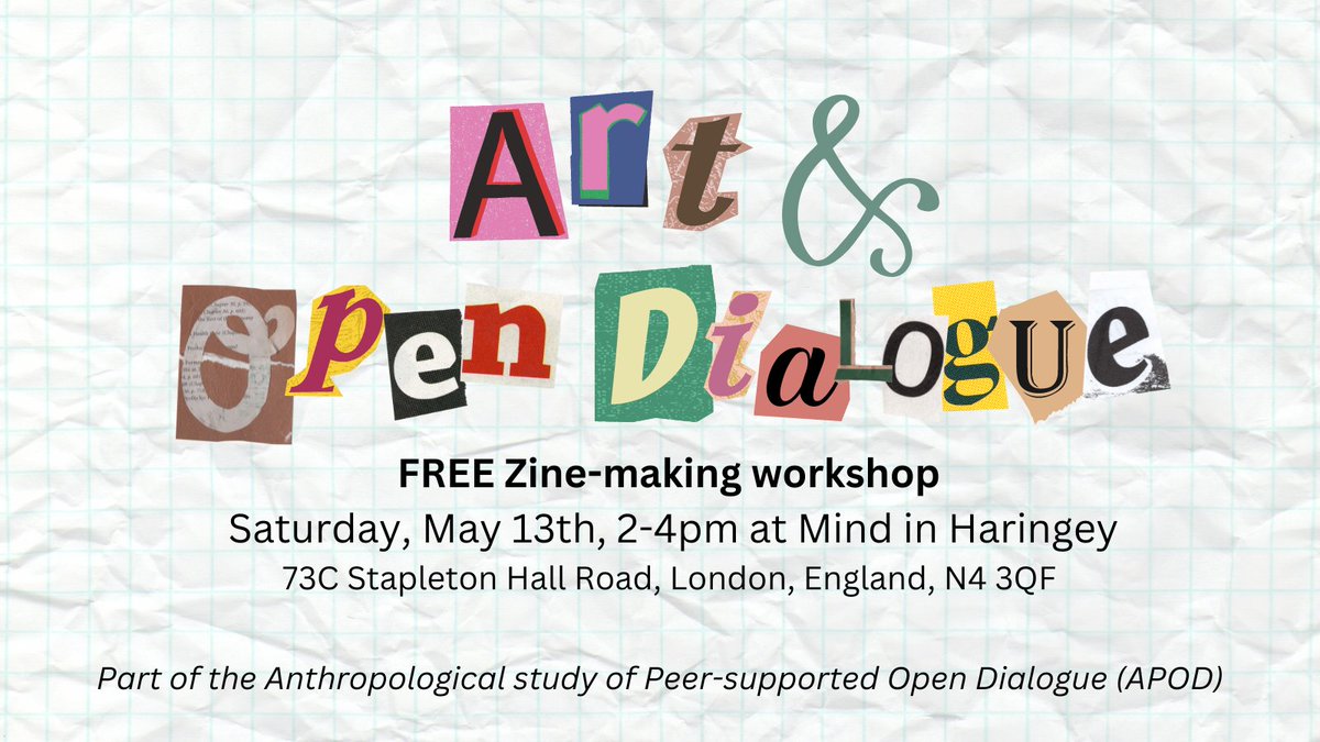 🎨Our first artistic workshop is just over a week away!! Free &amp; open to ALL with experience receiving POD and their network members.

Join us for an afternoon of crafting (tea &amp; snacks too, ofc), May 13th 2-4pm at Mind in Haringey: 
eventbrite.co.uk/e/596674979927