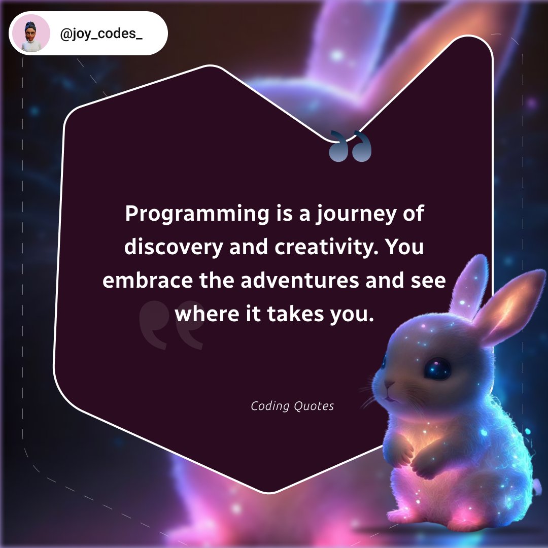 Joy33676407's tweet image. Coding quote 123
Follow for more daily tech insights!📲
PS: Hope your week is going great!
#codingquotes #futterdeveloper #codingcommunity #webdevelopment #codingtips #coding #uiux