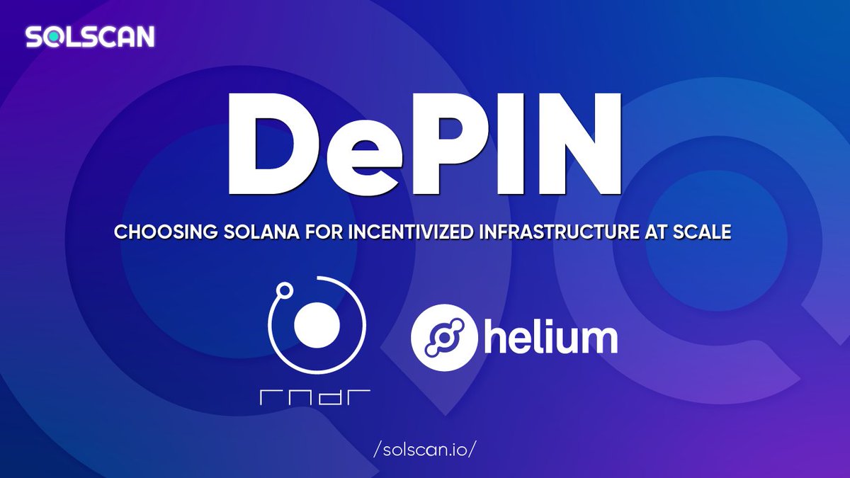 Token-incentivized physical networks (DePIN) will be crucial in the coming years, w leading projects like @helium @rendertoken choosing Solana as their new 'base' Our new substack highlights the reasons to be bullish on the trend & Solana: solscan.substack.com/p/depin-choosi…