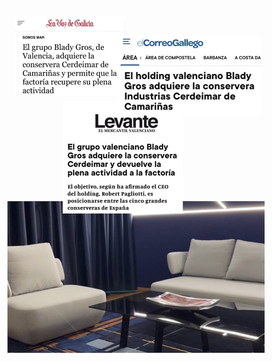 asociados_ortiz's tweet photo. Enhorabuena a nuestro cliente #BladyGros por la adquisición de la #conservera Industria Cerdeimar de La Coruña.

Es la 3a planta conservera que el holding valenciano tiene en España. La firma cerrará 2024 con 100 millones de euros de facturación. https://t.co/XAxropHjuB