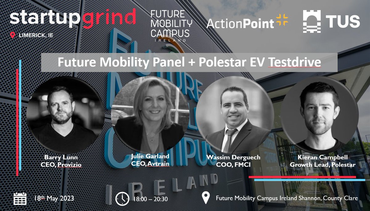 StartupGrindLimerick (@startupgrindlim) on Twitter photo 2 Weeks to go to #SGLim Future Mobility Ireland event <a href="/FMCampusIreland/">futuremobilityireland</a>
Looking forward to hearing insights and stories from <a href="/nouvation/">Barry Lunn</a> , Julie Garland, <a href="/derwas/">Wassim D.</a> and Kieran Campbell.
Shaping up to be a cracking event.
startupgrind.com/events/details… 2 Weeks to go to #SGLim Future Mobility Ireland event <a href="/FMCampusIreland/">futuremobilityireland</a>
Looking forward to hearing insights and stories from <a href="/nouvation/">Barry Lunn</a> , Julie Garland, <a href="/derwas/">Wassim D.</a> and Kieran Campbell.
Shaping up to be a cracking event.
startupgrind.com/events/details…