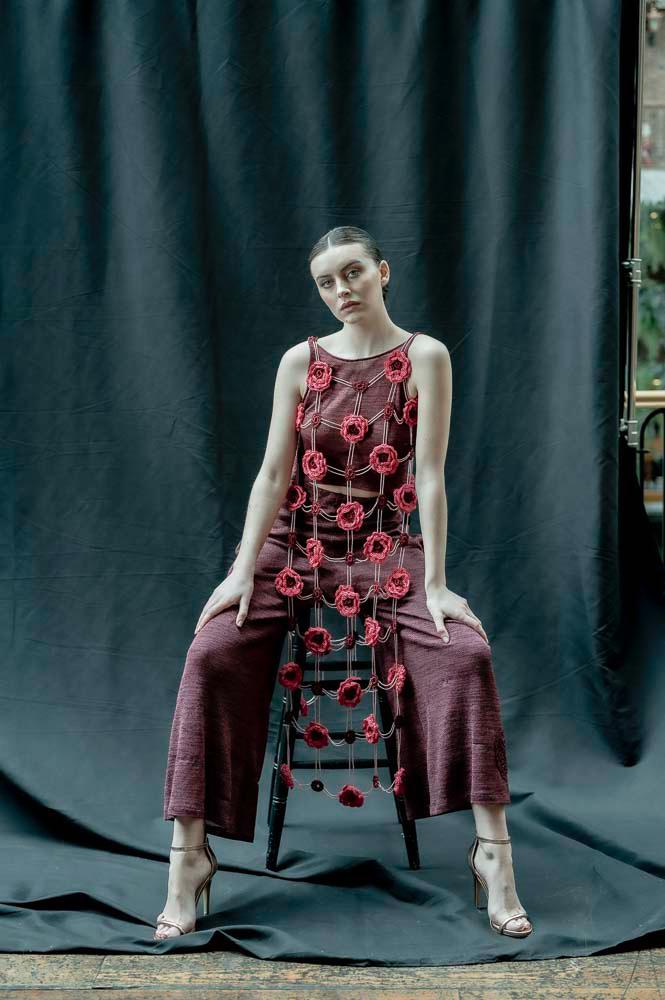 Poppies from @carolineknits #irishfashion #knitwear #crochet #handbeaded #occasionwear #handmade #irishfashionart #carolinemitchell #irishdesign #CIFD